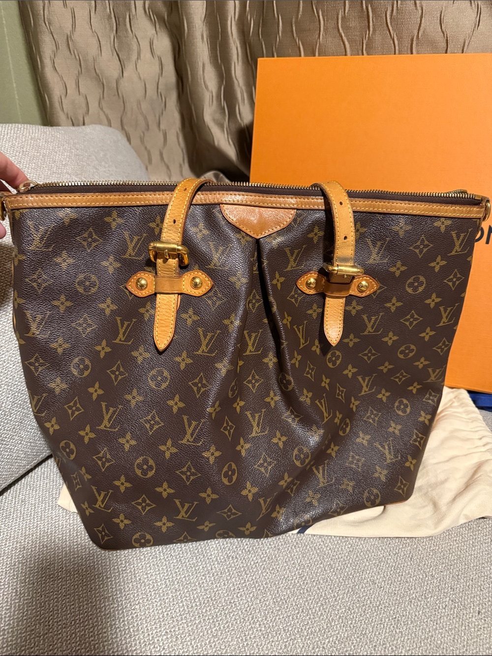 Louis Vuitton Palermo GM Brown Monogram Canvas Shoulder Tote with box Dustbag - Picture 7 of 17